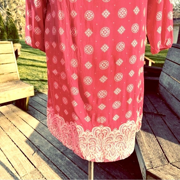 H&M L.O.G.G. Vintage Red Boho Slip Dress Sz.8 or M - Picture 5 of 13